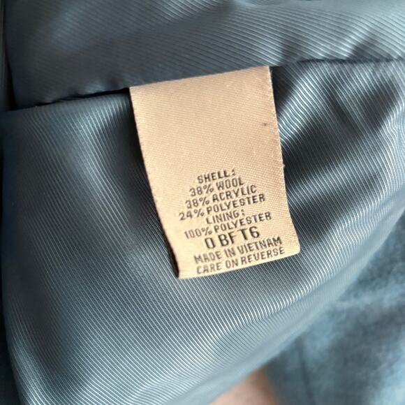 LL Bean Wool Hooded Coat S SP PS Blue Jacket Faux Fur Prep Old Money L.L. Bean - Picture 3 of 6